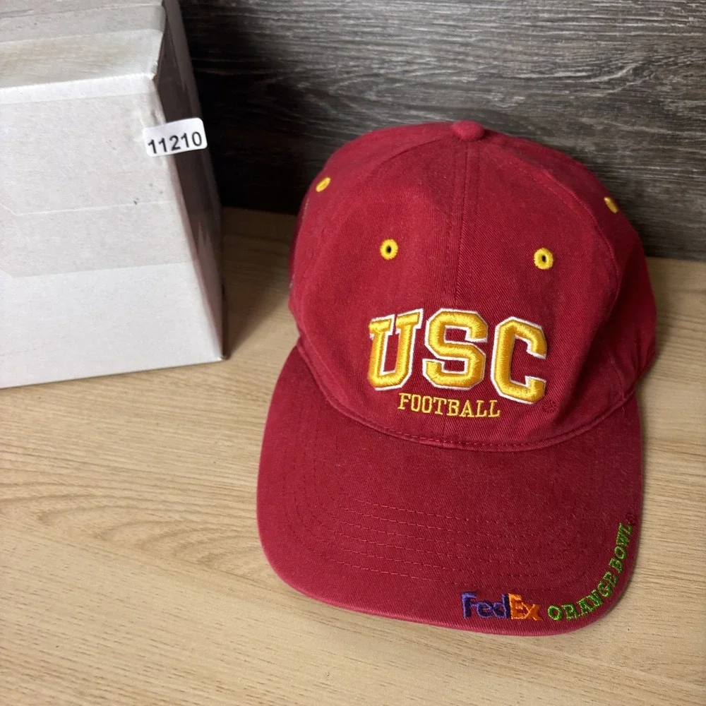 USC Trojans Hat Cap Strap Back Red Yellow NCAA Football Orange Bowl Mens 2005